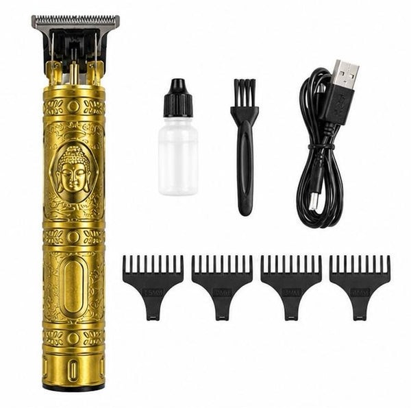 Premium Gold T-Blade Hair & Beard Trimmer | USB Rechargeable Grooming Kit