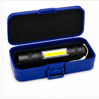 MIZUTI TR12 Rechargeable LED Torch – Portable Flashlight with COB Side Light, USB Charging & Carrying Case