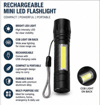MIZUTI TR12 Rechargeable LED Torch – Portable Flashlight with COB Side Light, USB Charging & Carrying Case
